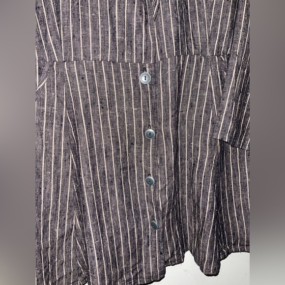 NWOT Jeanne Engelhart Flax Linen Button Stripe Blazer Jacket - Picture 2 of 6